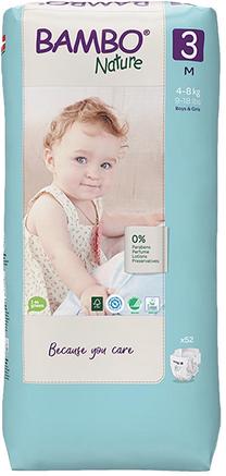 Sauskelnės Bambo Nature Classic, 3 dydis, 8 kg, 52 vnt.