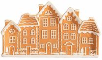 Serviravimo lėkštė Homla Lokka in the shape of a gingerbread village, 32 cm x 18 cm, ruda sp., dolomitas