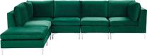 Modulinė sofa, su pufu Beliani Evja, žalia sp., kairinė, 300 x 150 cm x 81 cm
