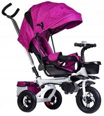 Triratukas EcoToys Tricycle Trolley Pusher, balta sp./rožinė sp.