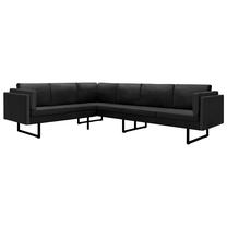 Kampinė sofa VLX Farbic 288165, juoda sp., 199.5 x 255 cm x 62.5 cm