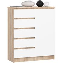 Komoda Akord Furniture Factory K80, balta sp./rusva sp., 97 cm x 80.4 cm x 35 cm