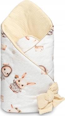 Kūdikio antklodė-vokelis Sensillo Bunny, 75 x 75 cm, balta sp./smėlio sp.