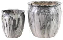 Vazonų rinkinys Mondex Neva Marble HTYE9902, keramika, Ø 30.5 cm, pilka sp., 2 vnt.