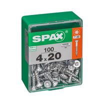 Koka skrūve, universāls Spax T20, 4 x 20 mm, balta krās., 100 gab.