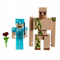 Фигурка-игрушка Mattel Minecraft Steve And Iron Golem HFC35, многоцветный