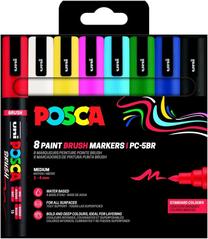 Universalių žymeklių rinkinys Posca Brush, vienpusiai, įvairių spalvų, 8 vnt.