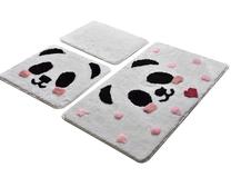 Vonios kilimėlių rinkinys Foutastic Panda 351ALS2091, balta sp./juoda sp./rožinė sp., 100 cm x 60 cm