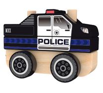 Lavinimo žaislas Trefl Wooden Car Police, 13 cm, įvairių spalvų