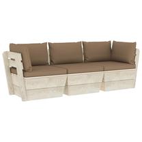 Lauko baldų komplektas VLX 3-Seater Pallet Sofa With Cushions, ruda sp., 3 vietų