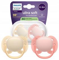 Набор пустышек Philips Avent Ultra Soft Neutral, 0 мес., желтый цв./розовый цв.