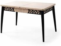 Valgomojo stalas išskleidžiamas Kalune Design Mira, juoda sp./travertine sp., 130 - 160 cm x 80 cm x 75 cm