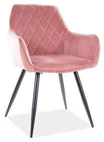 Valgomojo kėdė Modern Linea Velvet, rožinė, 59 cm x 43 cm x 82 cm