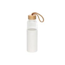Ūdens pudele Maku, caurspīdīga krās./balta krās., stikls/silikons/bambuss, 0.55 l