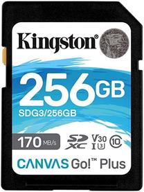 Atminties kortelė Kingston Canvas Go! Plus, 256 GB, 170 Mb/s - 90 Mb/s