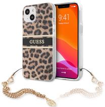 Telefona vāciņš CG Mobile Guess Leopard Stripe With Charm Chain iPhone 13, brūna krās., Apple