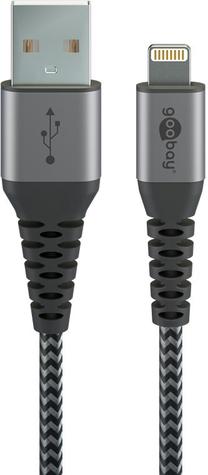 Vads Goobay MER-2655, Lightning/USB A, 200 cm, pelēka krās., 15 W