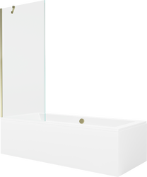 Vanna ar sieniņu, brīvi novietots Mexen Cube, 170 cm x 80 cm x 39 cm, taisnstūris, caurspīdīga krās./zelta krās.