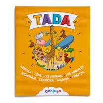 Книжка Geniuso Tada Animals, RUS, EN, DE, Французский, Испанский, Венгерский, Чешский, Словацкий, желтый цв.