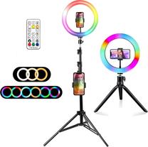 Žiedinė lempa su telefono laikikliu Mozos MLM-RING-RGB, 5 V, 26 cm, juoda sp.