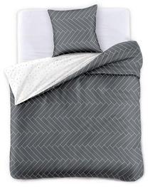 Patalynės užvalkalų komplektas DecoKing Panels, baltas/pilkas, 155 x 220 cm