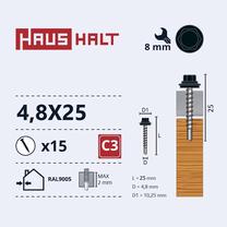 Pašvītņojošā skrūve Haushalt, 4.8 mm x 25 mm, 15 gab.
