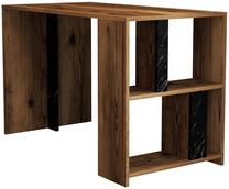Rakstāmgalds un plaukts Kalune Design Lima Marble, 120 cm x 60 cm, 75.4 cm, melns krās./valriekstu krās.
