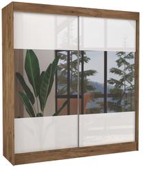 Шкаф ADRK Tamos 200, прозрачный цв./коричневый цв./белый цв., 61 см x 200 см x 215 см, с зеркалом