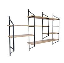 Sieninė lentyna Kalune Design Raffy 7, ruda sp./juoda sp., 120 cm x 28 cm x 180 cm