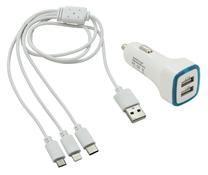 Adapteris Compass (3-in-1), Lightning/USB/USB-C/MicroUSB male, balta krās., 15.5 W