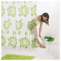 Dušas aizkars Ridder Flowerpower, balta krās./zaļa krās., 200 cm x 180 cm