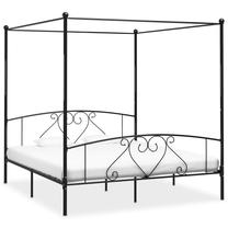 Lova dvigulė VLX Conopy 284439, 200 x 200 cm, juoda sp., be čiužinio, su grotelėmis