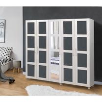 Spinta Kalune Design Victoria 869VEL4242, antracito sp./balta sp., 50 cm x 220 cm x 201 cm, su veidrodžiu