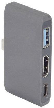 Vads RoGer RO-AD2 USB-C, USB-C / HDMI / USB 3.0, pelēka krās.
