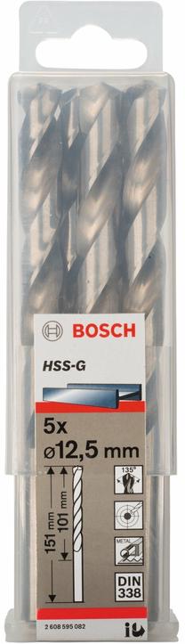 Metalo grąžtų rinkinys Bosch, metalas, hss-g, tiesus, 12.5 mm x 15.1 cm