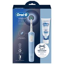 Elektrinis dantų šepetėlis Oral-B Vitality Pro Protect X Clean Vapor Blue D103.413.3D + Hambapasta Gum Care, žydra sp.