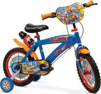 Vaikiškas dviratukas su papildomais ratukais, vaikų Toimsa Hot Wheels T1468, mėlyna sp./raudona sp./geltona sp., 14"