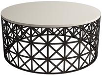 Kavos staliukas Kalune Design Selin Metal Ferforje, juoda sp./kreminė sp., 90 cm x 90 cm x 38 cm