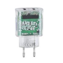 Telefono įkroviklis Rivacase VA4125 TD2, 2 x USB, skaidri sp., 17 W