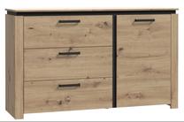 Komoda Forte Prado Verde PDVK223R-C773, ąžuolo sp./juoda sp., 86.3 cm x 141.2 cm x 41.3 cm