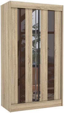 Spinta ADRK Keita, sonoma ąžuolo sp./šokolado sp., 120 cm x 61 cm x 15 cm, su veidrodžiu