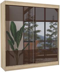 Spinta ADRK Tamos, sonoma ąžuolo sp./šokolado sp., 61 cm x 200 cm x 215 cm, su veidrodžiu