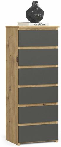 Komoda Akord Furniture Factory CL6, pilka sp./artisan oak sp., 109 cm x 35 cm x 40 cm