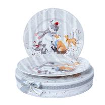 Lėkščių rinkinys pietų Home4you Mia Snow, 26 cm x 26 cm, balta sp./pilka sp.