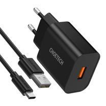 Telefono įkroviklis Choetech Q5003, USB/USB-C, juoda sp., 18 W