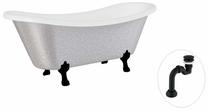 Vonia, laisvai pastatoma Besco Amelia Glam, 190 cm x 77 cm x 69 cm, ovalas, sidabro sp./juoda sp.
