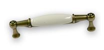 Baldų rankenėlė Siro 1699-107PF21ZN48, 10.7 cm, balta sp./žalvario sp.