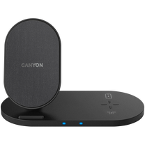 Belaidis įkroviklis Canyon WS-202 2in1, 2 x Qi Wireless, 120 cm, juoda sp., 10 W