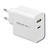 Telefona lādētājs Qoltec, USB/USB Type-C, balta krās., 42 W
