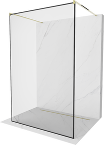 Dušo sienelė Mexen Kioto Walk-In Black Border, 120 cm x 200 cm, aukso sp./juoda sp./grūdintas